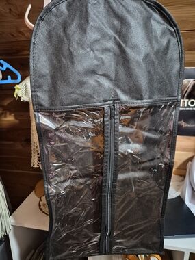 Black Wig Storage Garment Bag with Clear Front Panels